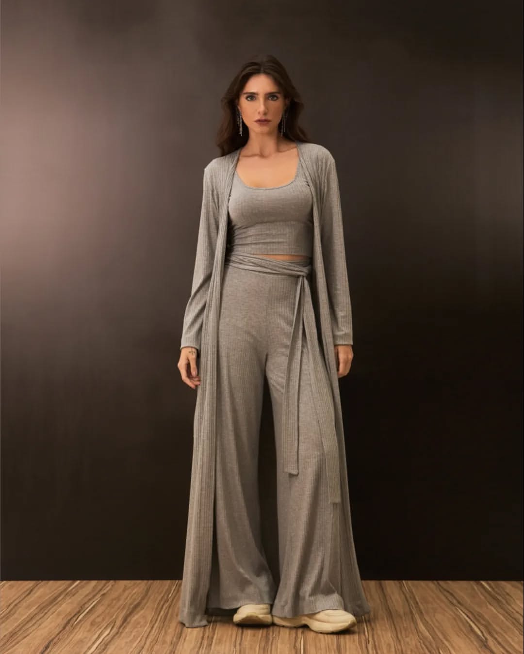 Uzze Buzze Collection – Lara - Long Ribbed Knit Cardigan