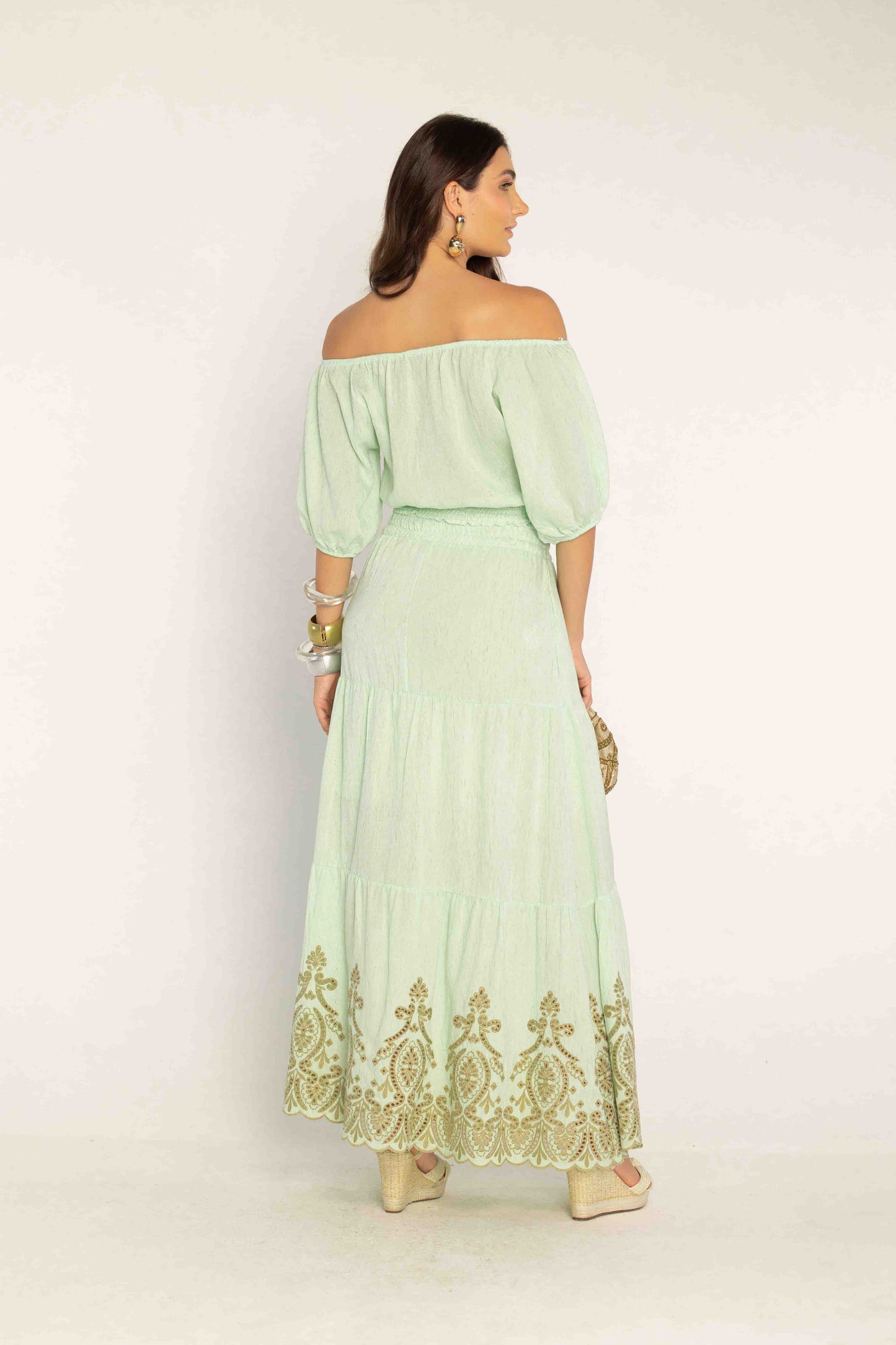 -Uzze Buzze Collection – Melissa - 2-Piece Set (Top + Maxi Skirt)