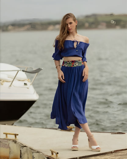 Uzze Buzze Collection – Nara - 2-Piece Set (Top + Midi Skirt)