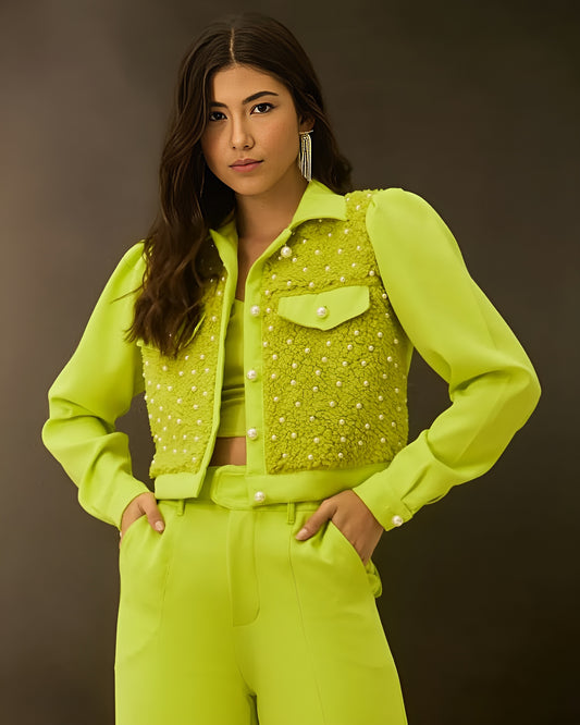 Uzze Buzze Collection – “Angelina” Set | Jacket + Crop Top