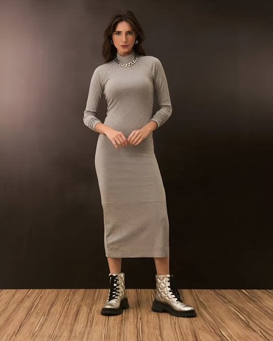 Uzze Buzze Collection – Maura - Long-Sleeve Cutout Midi Dress