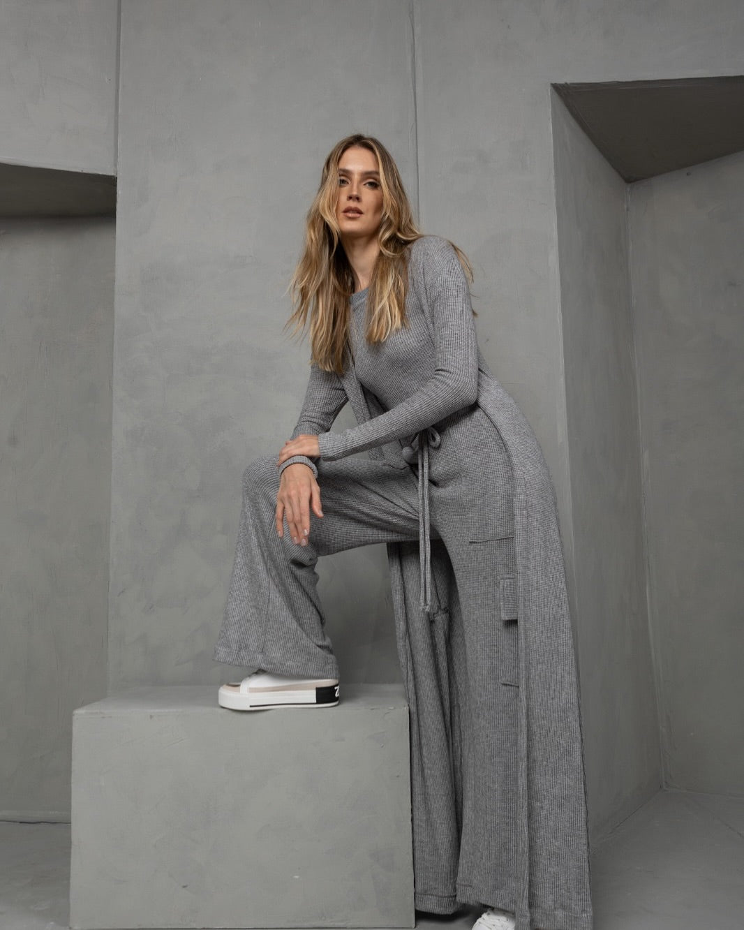 Uzze Buzze Collection – Lara - Long Ribbed Knit Cardigan