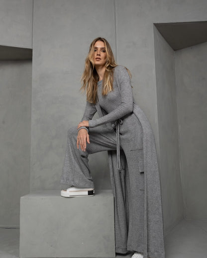 Uzze Buzze Collection – Lara - Long Ribbed Knit Cardigan