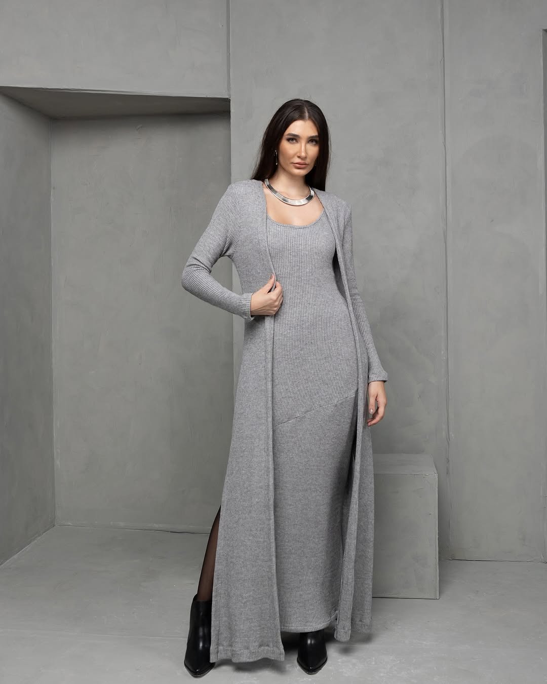 Uzze Buzze Collection – Lara - Long Ribbed Knit Cardigan