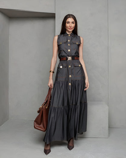 Uzze Buzze Collection – “Mariana” Dress | Sleeveless Denim Maxi Dress