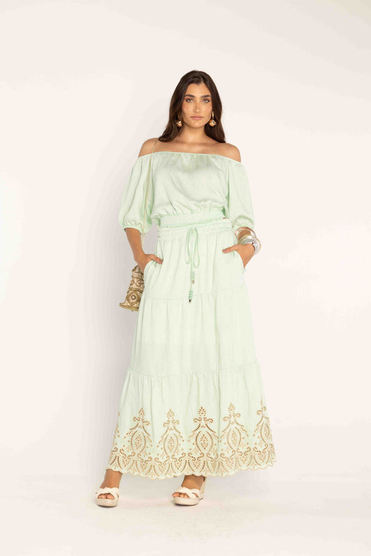 -Uzze Buzze Collection – Melissa - 2-Piece Set (Top + Maxi Skirt)