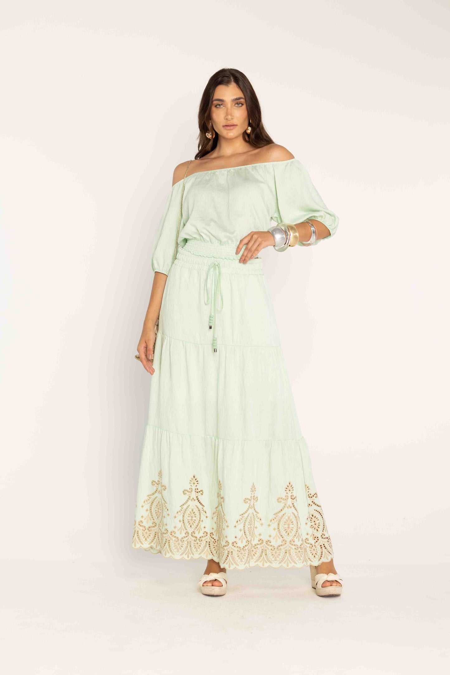 -Uzze Buzze Collection – Melissa - 2-Piece Set (Top + Maxi Skirt)