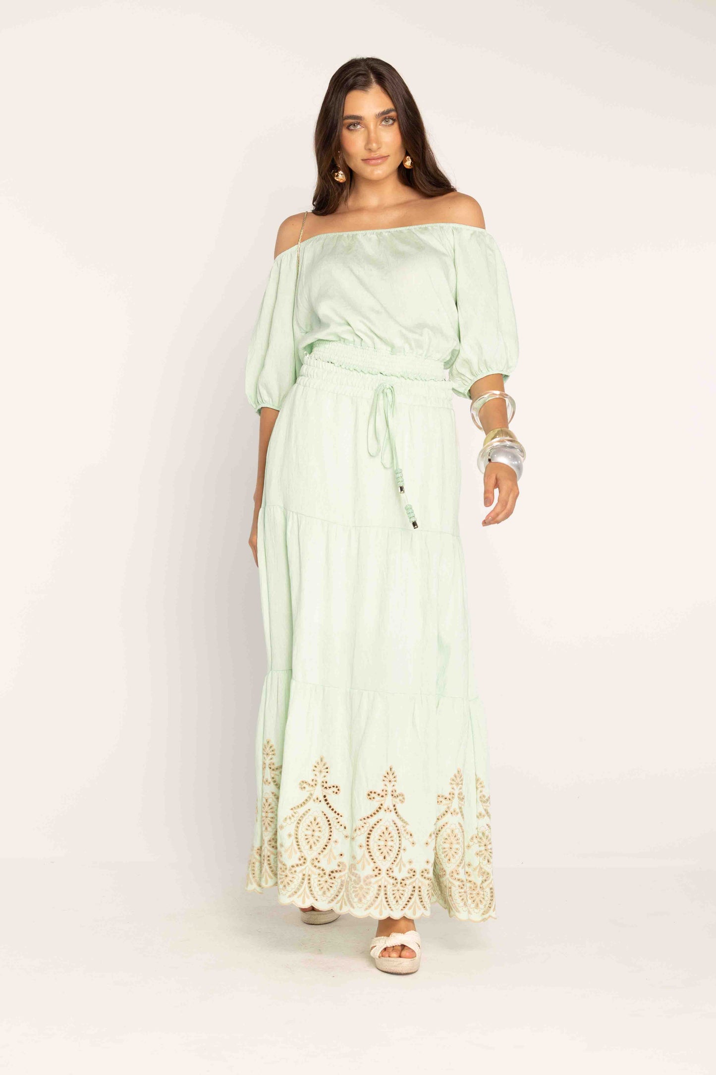 -Uzze Buzze Collection – Melissa - 2-Piece Set (Top + Maxi Skirt)