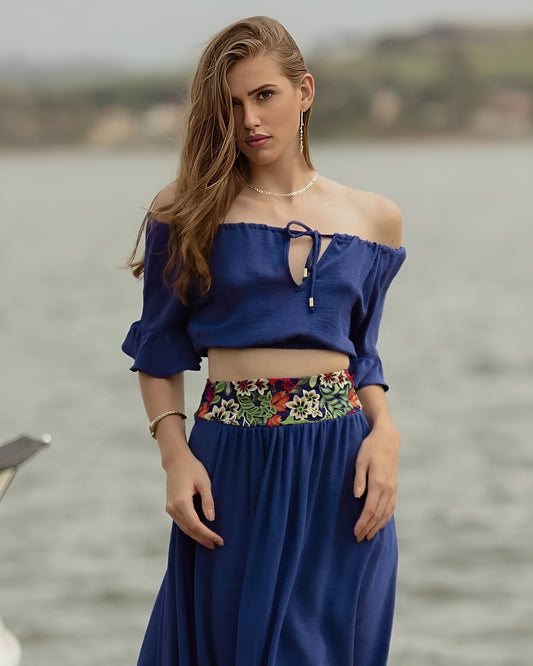 Uzze Buzze Collection – Nara - 2-Piece Set (Top + Midi Skirt)